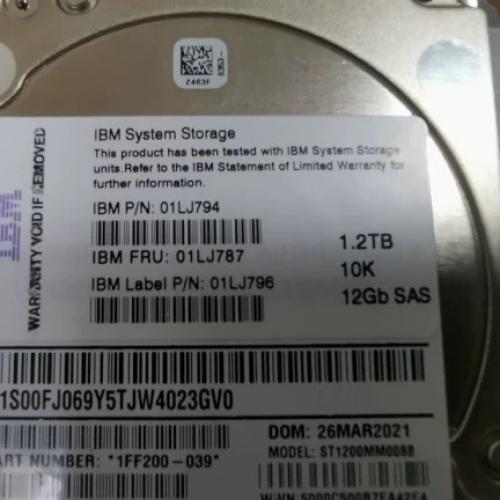 IBM 01LJ794 01LJ787 1.2T 2.5 SAS 12GB V7000 Gen2 HDD