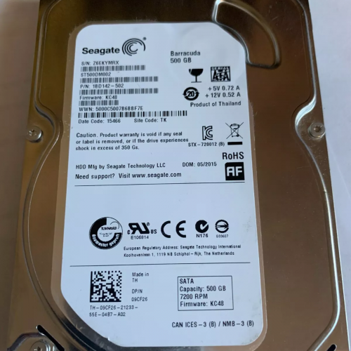 ST500DM002, Z6E, TK, PN 1BD142-502, FW KC48, Seagate 500GB SATA 3.5 Hard Drive